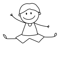 Set of doodle kids figures. Cute stick boys and girls jumping. Vector illustration 