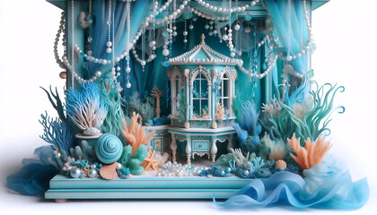 A underwater mermaid dollhouse, AI generated image