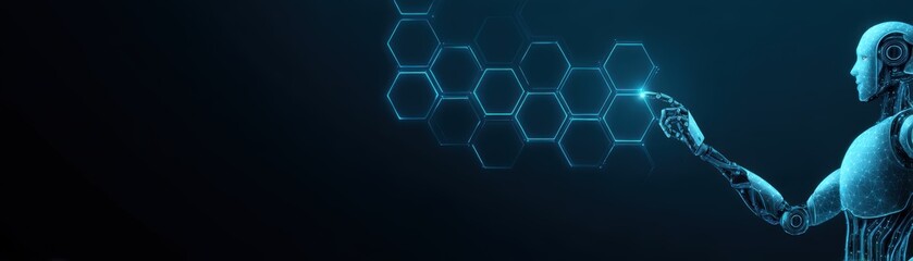 Advanced AI agent in charge of smart contract deployment in a blockchain visualization, isolated with a blank space for text