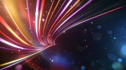 Cosmic rainbow light leak overlay, bursting lens flare rainbow gradients, swirling bokeh particles expanding light rings, dark space background, surreal studio lens effect, smooth cinematic pulse, 4K - Powered by Adobe