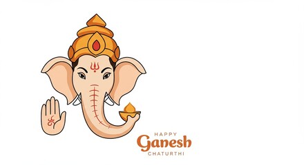 Vibrant Illustration of Lord Ganesha Celebrating Ganesh Chaturthi Festival