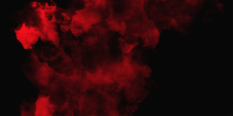 Red color powder explosion isolated on black background. Colorful dust explode. Paint Holi, dust particles splash. Network concept with spray. Futuristic technology element. 3D rendering.