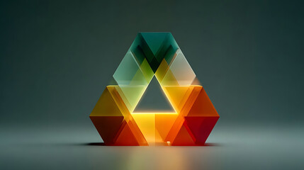 Abstract geometric triangular art with radiant lighting