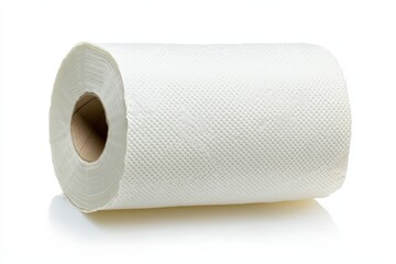 Fototapeta premium Clean and Soft Paper Towel Roll Isolated on a White Background for Practical Home and Kitchen Cleaning Use, Absorbent and Durable Material for Everyday Needs