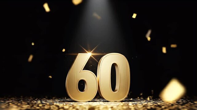 Luxury black and gold background for happy 60th birthday design