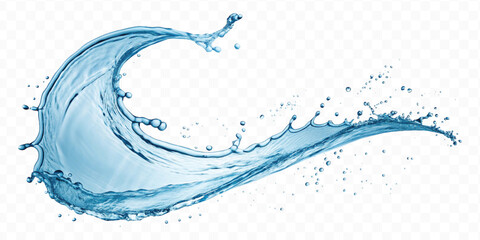 realistic 3d smooth liquid clean water splash in different color and curve style isolated on transparent background