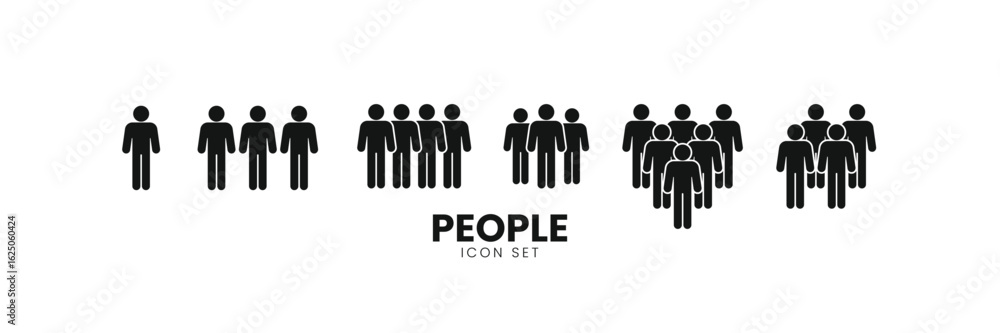 Poster collection of stick figure icons illustrating various groups of people. a simple and versatile desig