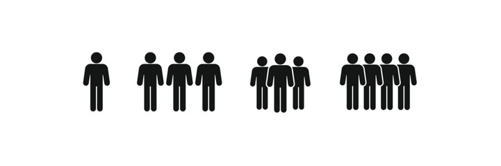 People icon set for social media, teams, users, and crowd representation. Flat design for infographics, business presentations, and user interface elements