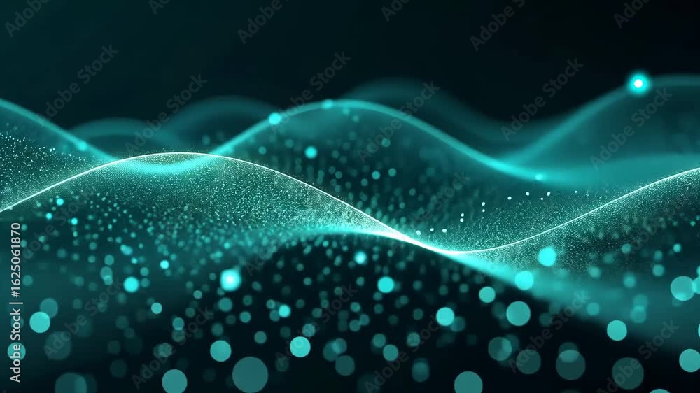 Poster dynamic glowing digital wave pattern with sparkling particles for futuristic visual effects