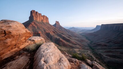 Fototapeta premium Mountain range with a valley in between