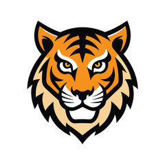 Tiger head mascot logo design with white background fierce wild cat emblem illustration