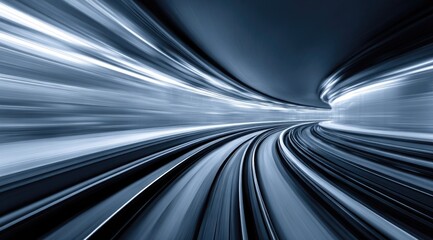 Abstract speed, motion blur, curved tunnel