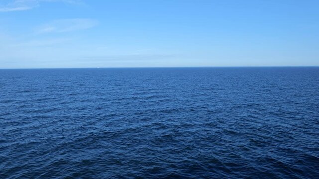 The Baltic Sea, blue sky and water seascape, vastness of the sea from a ship.