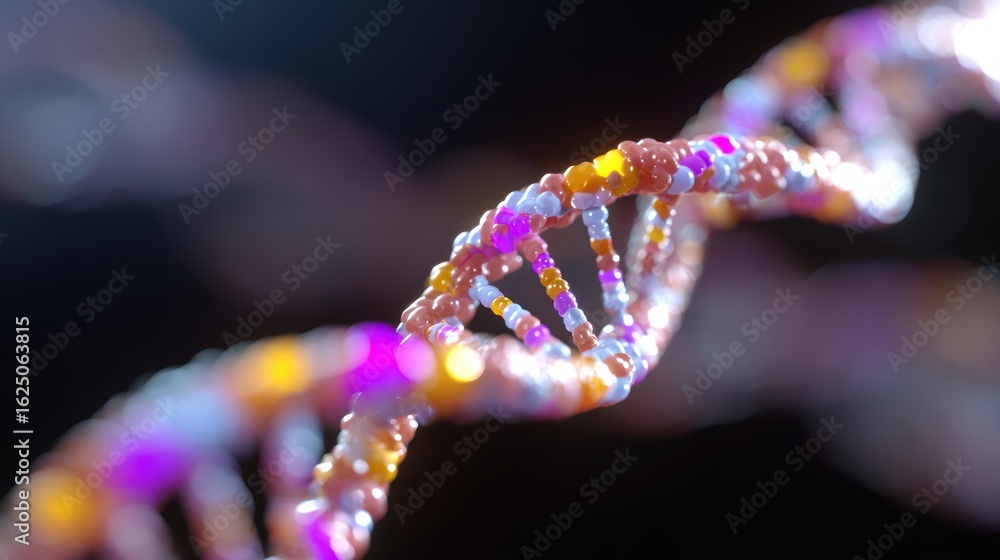 Aufkleber abstract background: flowing lines of light forming a dna helix composed of diverse color patterns, 