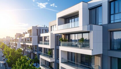 Obraz premium Downtown modern residential architecture. Architectural details of modern apartment 