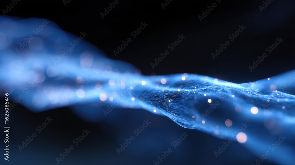 Leinwandbilder abstract background of flowing light particles forming a dynamic representation of data flow in a gl