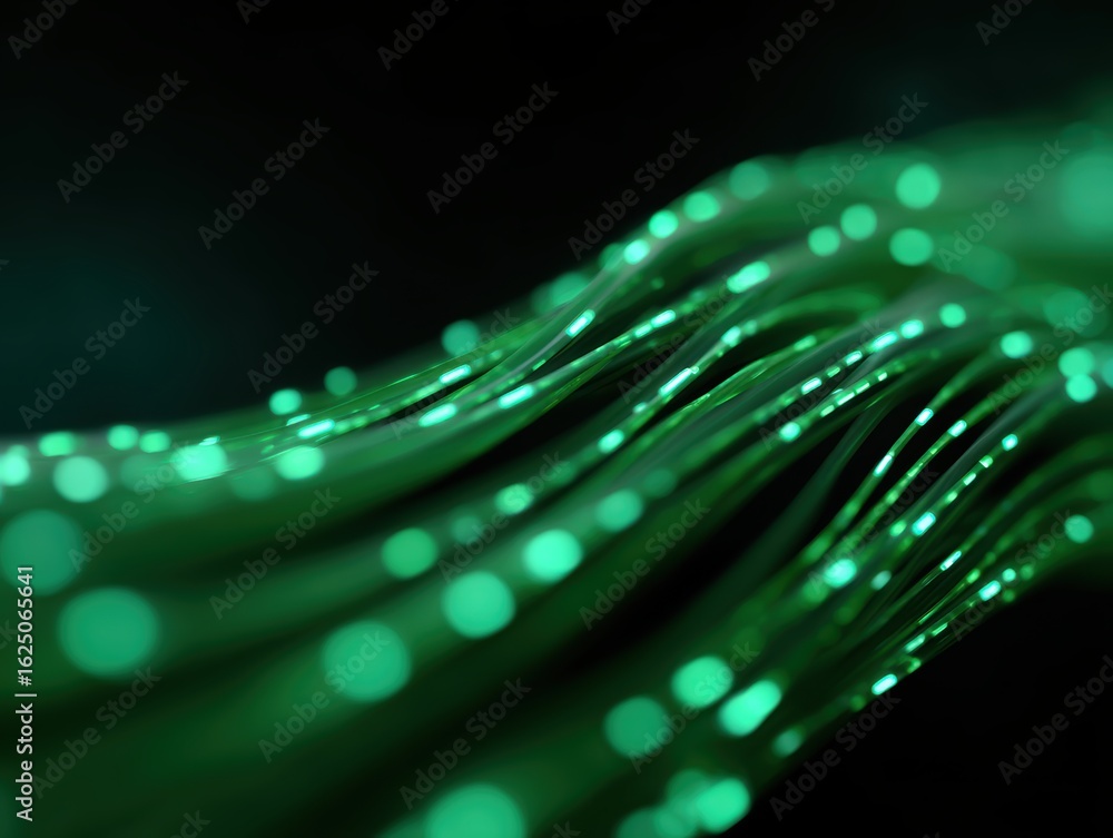 Poster abstract background: glowing lines forming a dynamic representation of encrypted data packets, secur