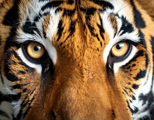Close-up of tiger's eyes and face