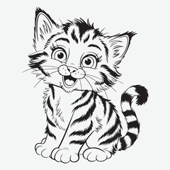  baby kitten vector black and white