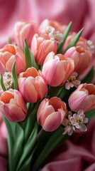 A Delicate Bouquet of Pink Tulips