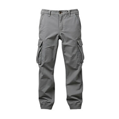 Grey cargo pants isolated on transparent background