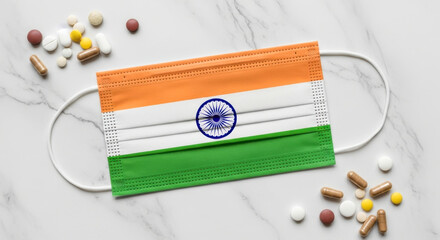 Indian healthcare india medical face mask coronavirus covid pandemic medicine pills pharmacy health crisis