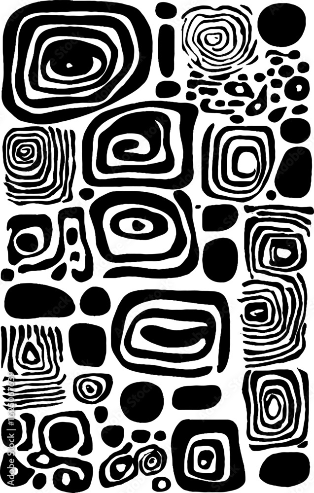 Aufkleber black and white abstract honeycomb pattern design for modern art display or print
