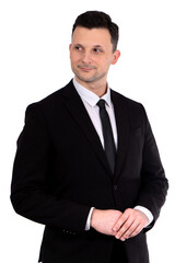 Businessman. Portrait of handsome caucasian man in formal suit. Isolated. 
