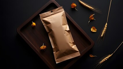 reusable paper  bag mock up dark background ,