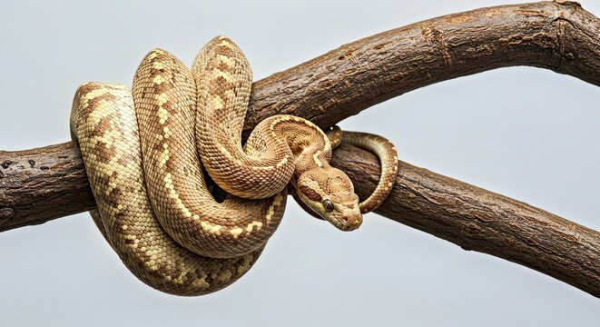 Elegant Snake Wrapped Tightly Around a Tree Branch