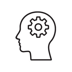 Human head silhouette with gears symbolizing thinking creativity and intelligence concept