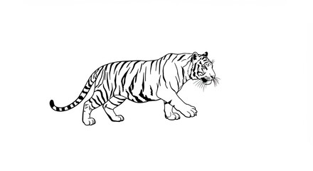 Fierce Tiger Stalking its Prey with Focused Eyes