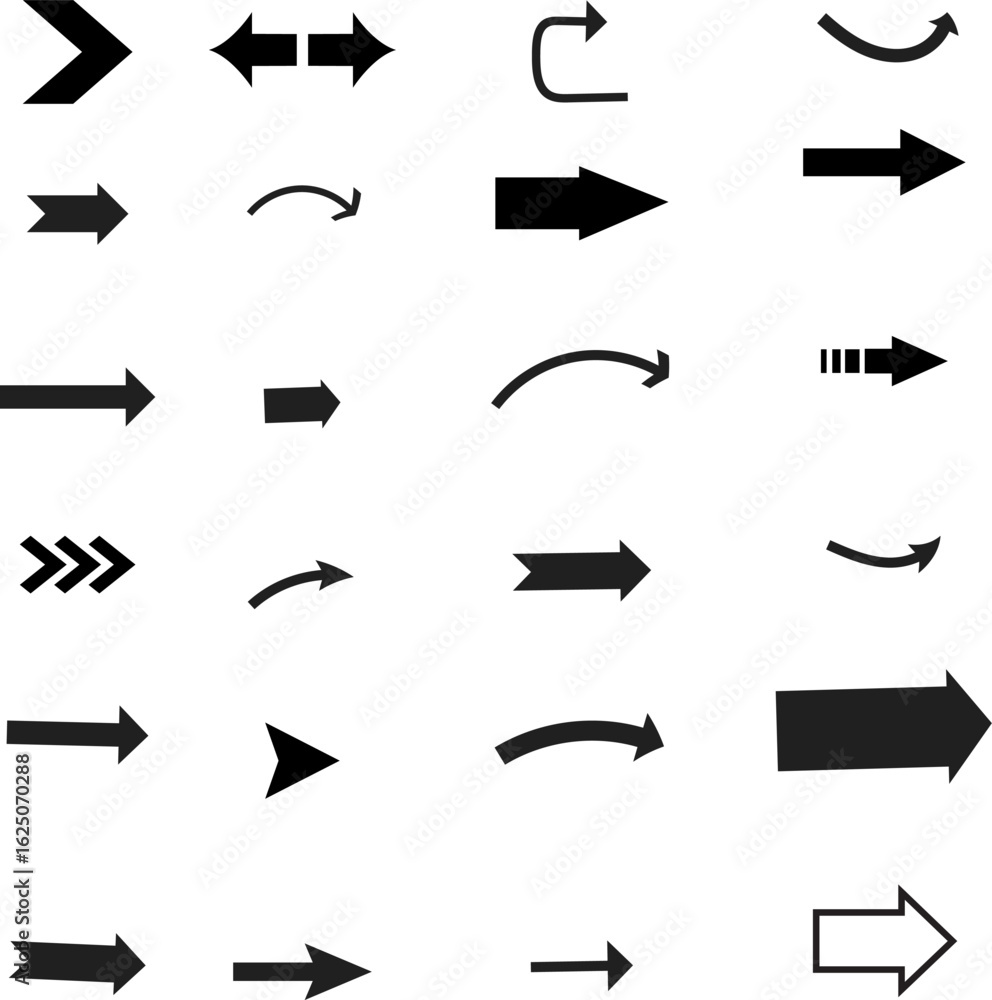 Poster vector icons set of black arrows for web design and user interface