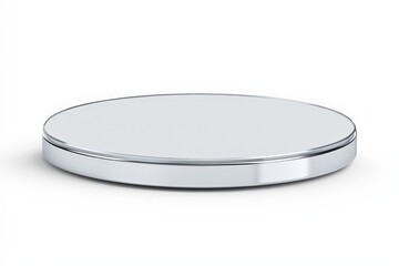 Elegant Round Silver Display Stand with Glossy Finish for Product Presentation and Photography on White Background
