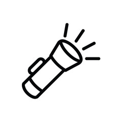 Simple outline illustration of a brightly shining flashlight