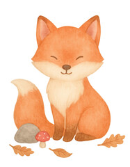 Watercolor Woodland Fox – Cute Forest Animal PNG