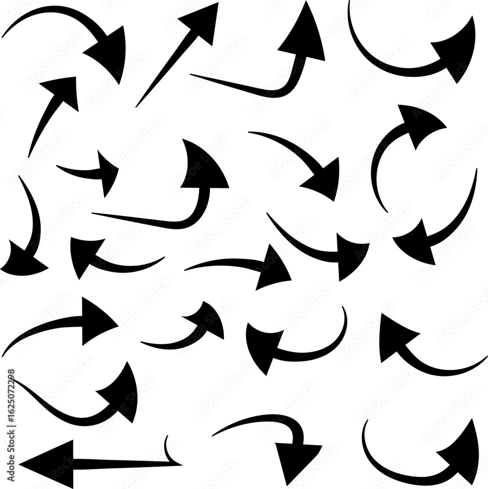 Poster seamless arrow pattern design with a collection of vector icons and directional symbols