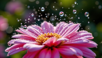 close up of morning mist on flower petals