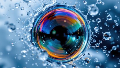macro of a bubble trapped under ice