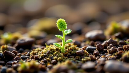 macro of tiny fern sprouting