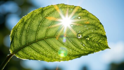 close up of sunlight through a thin leaf