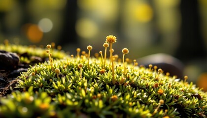macro of soft light on fuzzy moss