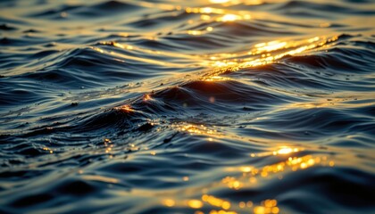 macro of golden light on moving water