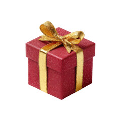 Obraz premium Sparkling Red Gift Box with Golden Ribbon on Isolated Background for Celebrations and Special Occasions