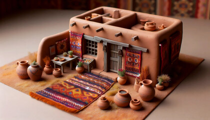 A desert oasis dollhouse, AI generated image