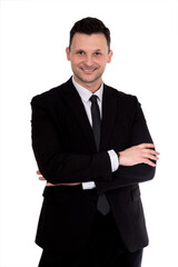 Businessman. Portrait of handsome caucasian man in formal suit. Isolated. 