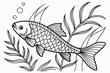 coloring page line art the tetra fish black vector