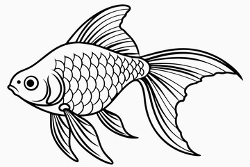 coloring page line art the tetra fish black vector