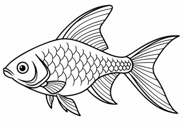 coloring page line art the tetra fish black vector