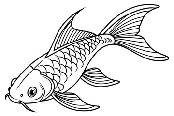 coloring page line art the tetra fish black vector
